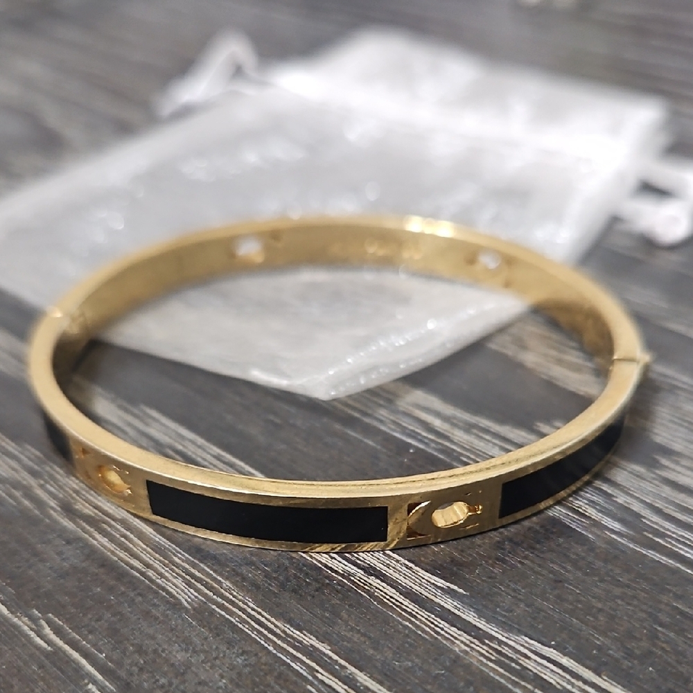 Coach Pegged Signature Gold Bangle Bracelet